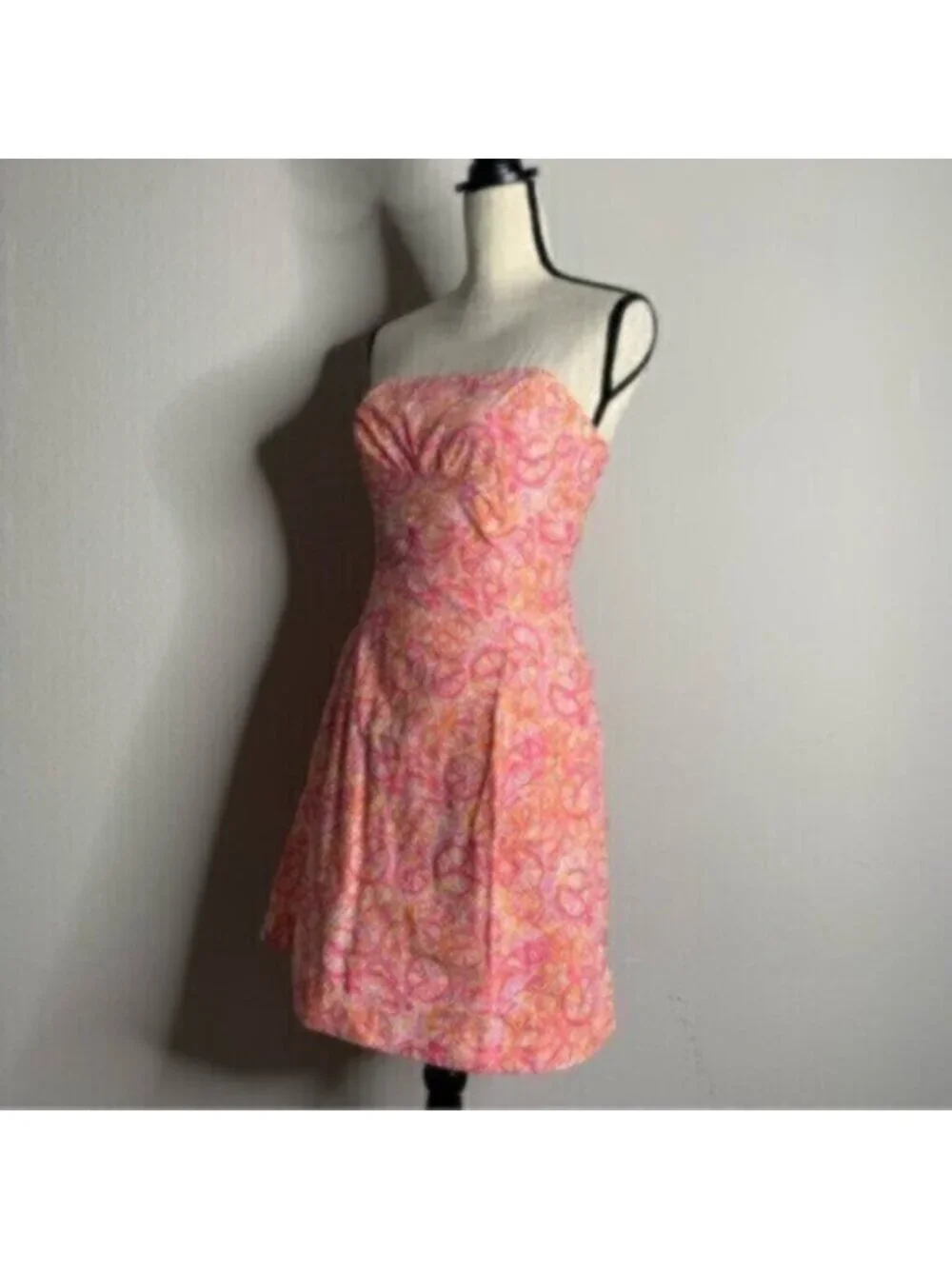 Lilly Pulitzer Delphina Orange & Pink Strapless Mini Dress - Picture 7 of 11